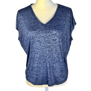 WHITE HOUSE | BLACK MARKET Women's Sleeveless Shiny T-Shirt Small‎ Dark Blue